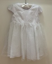 Debenhams Baby Girl Tulle White Christening Angel Flower Girl Dress 9-12 Months