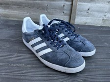 Adidas Gazelle Trainers Men's UK Size 9 Shoes Navy Blue White Suede Sneakers