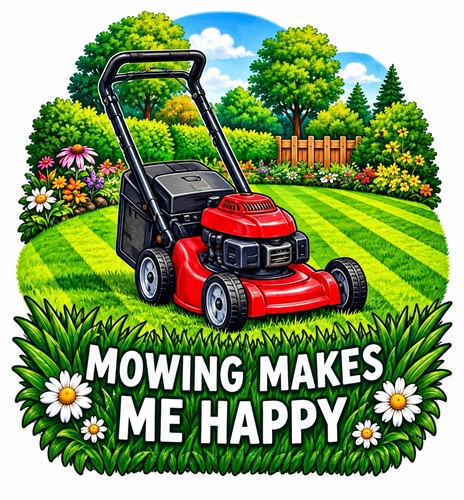 Mowing makes happy - me,