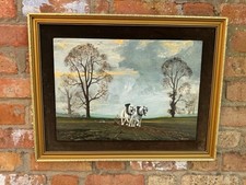 Old Fine Oil Painting - Farming Horses Ploughing The Field  Signed