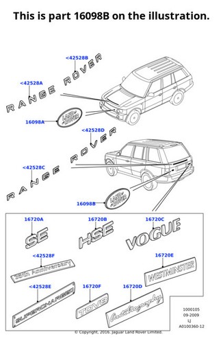 Land rover name plate - plate, range