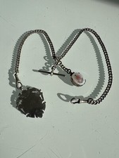 Antique 19th Century Silver Double Albert Chain - Fob & Masonic Seal Circa 1890