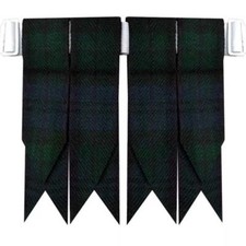 CC Black Watch Tartan Kilt Flashes with Heavy Buckle/Kilt Hose Sock Flashes
