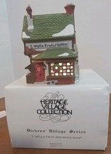 Department 56 HERITAGE Dickens' Village T. WELLS FRUIT & SPICE SHOP #5924-2