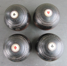 Set of 4 Lignum Vitae 5" Bowls by Taylor Rolf London 1934 - 3 Bias