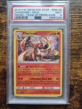 Pokemon Cards: Team Up Prerelease Promo: Charizard SM158 PSA 9
