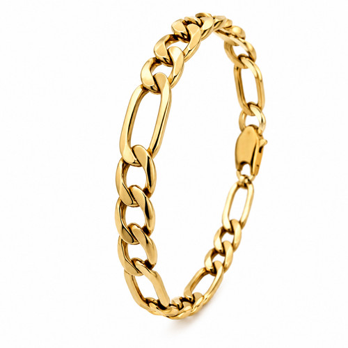 Gold figaro bracelet yellow - figaro,