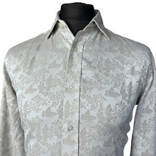 DUCHAMP Shirt Mens 16 Fits as LARGE (42") Long Sleeve Ivory Floral Print