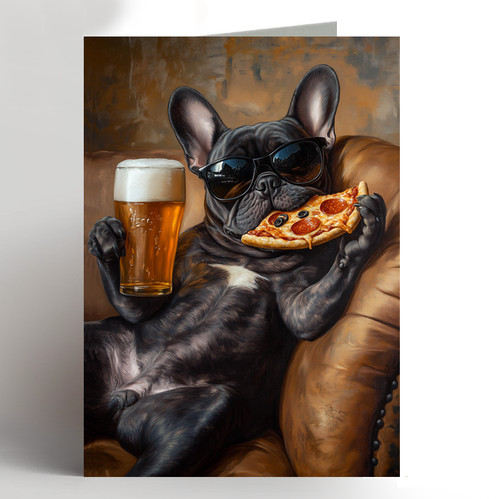 French bulldog birthday card - french,