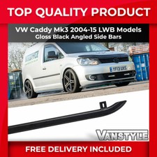 FOR VW CADDY MK3 04-15 LWB MAXI SPORTLINE ANGLED TRAPEZOID GLOSS BLACK SIDE BARS
