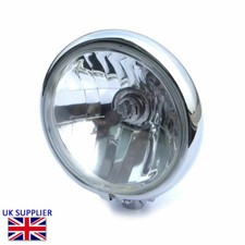 5.75” Motorcycle Headlight Bates Style Retro Classic Brat Bike Scrambler CHROME