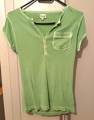 Fcuk y2k green ribbed - green, henley
