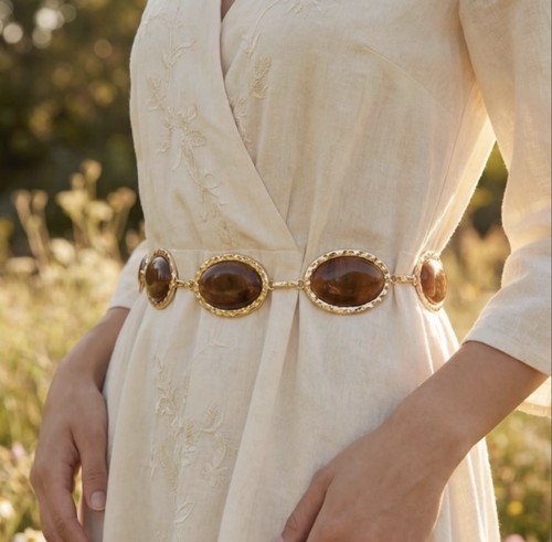 Brown boho oval concho - oval,
