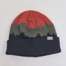 TRESPASS Beanie One Size Black Red Men's 100% Acrylic Winter Hat
