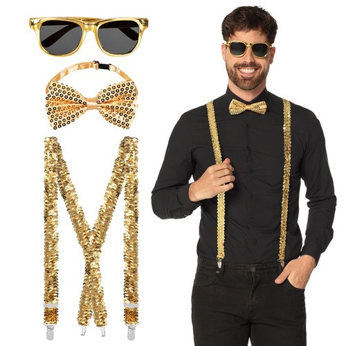 Sequin set gold glasses - gold,