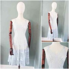 Vintage Full Slip Petticoat 1950s Jan Paula Blue Lace Nylon Ladies 34" Bust