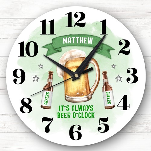 Beer clock green man cave - beer,