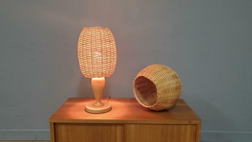 Vintage wicker rattan wooden - vintage,