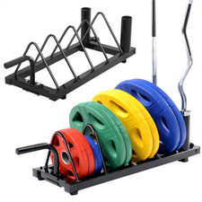 Horizontal Weight Plate Storage Holder, Olympic Bar Rack Barbell Bumper for Gym