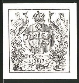 Bookplate coat arms with - bookplate,