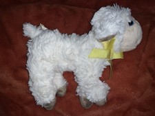 TJM Hoppy Little Lamb White Soft Toy Plush Stuffed Animal Yellow Ribbon 12" 194
