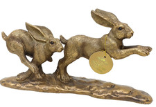 Twin Running Hares Ornament