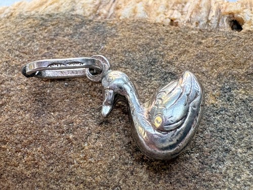 Vintage silver puffy duck bird - vintage,