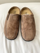 HOTTER SLIDE SLIPPERS size UK 7 STD in BROWN SUEDE LEATHER MULES - EXCELLENT