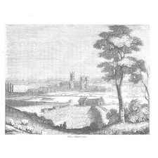 CANTERBURY Kent View of the City - Antique Print 1845