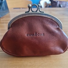 Gianni Conti Red Italian Leather Double Section Clip Top Purse  