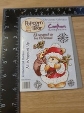Popcorn The Bear Rubber Stamps -  Christmas Collection All Wrapped Up