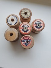 6 Vintage Dewhursts Sylko wooden cotton reels /bobbins for sewing crafts display
