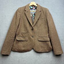 Joules Parade Jacket UK 12 Brown BRONTE Blazer Tweed Herringbone Hacking Country