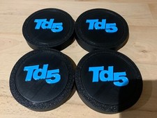 Blue Text - Wheel Hub Centre Cap Set X4 Discovery 2 TD5 Boottune LAND ROVER