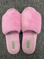 Primark Women's Pink Fluffy Open Toe Slippers Size 7/8