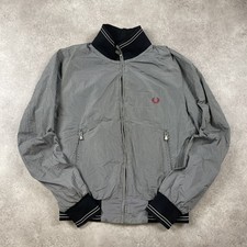 Fred Perry Harrington Jacket Mens Large Checkered Windbreaker, Grey