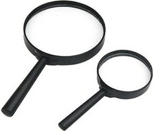 2 X Magnifying Glass Set Large Small Magnifier Glass Lens Handheld 75mm & 50mm