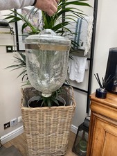 Vintage/Antique Glass Hundi Lantern Bell Jar Lantern etched hanging brass chain