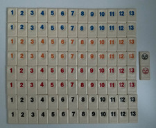 TOMY RUMMIKUB - Full Set of  106 Full Size Tiles Inc Jokers Motif on Back SPARES