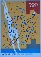 Original vintage Barcelona'92 Olympic Games athletics athlete art cool poster