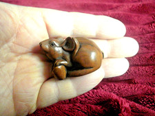 Hand Carved wood netsuke mouse
