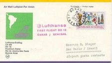 SENEGAL 1975 first Lufthansa-flight Flight LH 500 with DC 10 "DAKAR - SAO PAULO"