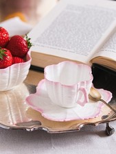 Antique Shelley Wileman Porcelain Shell Shape In Pink Tea Cup And Saucer