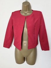 Boohoo Red Cropped Bolero Jacket Size S 3/4 Sleeve Smart Occasion Party