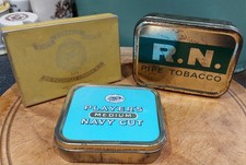 Set Of 3 Vintage Tobacco And Cigarette Tins Players And Royal Navy Tobacciana