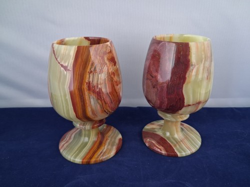 Pair polished stone onyx - of,