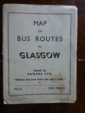 Glasgow bus map showing Corporation routes passing Sawers fish shops