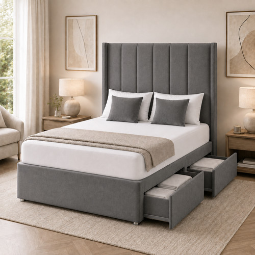 Divan bed winged plush - plush, velvet