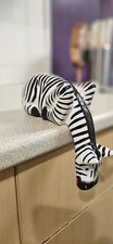 Quirky Wooden Drinking Zebra Shelf Ornament Home Decor