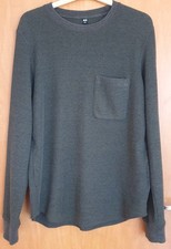 UNIQLO Men's Long Sleeve Crew Neck Asymmetric Round-Hem Waffle Top Oliver S